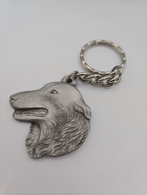 Vintage Borzoi Dog Keychain Rawcliffe Pewter 1982 I Love My Borzoi Key Ring